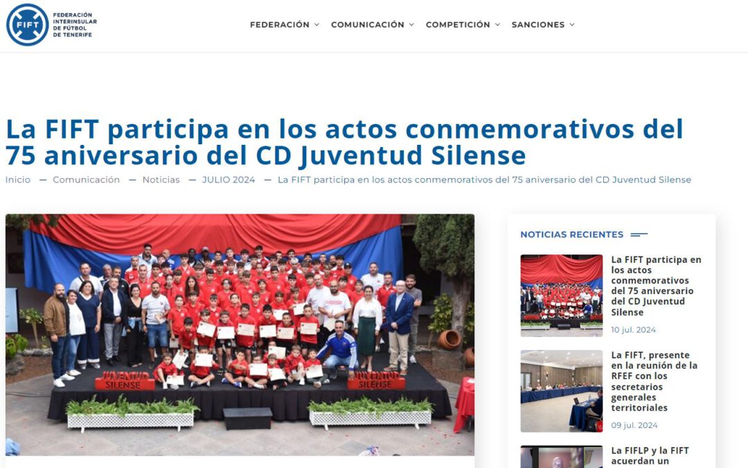 La Web de la Federación Insular de Fútbol se hace eco de los actos del 75 Aniversario del Club Deportivo Juventud Silense