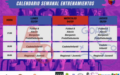 Calendario entrenamientos próxima semana