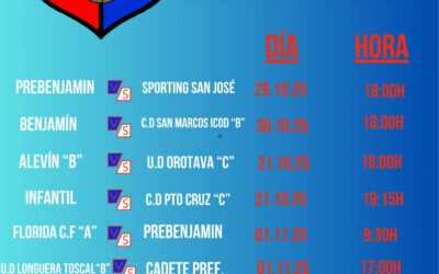 CALENDARIO DE PARTIDOS | SEMANA 29 OCT – 1 NOV